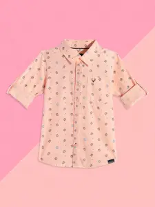 Allen Solly Junior Boys Pink Sport Printed Pure Cotton Casual Shirt