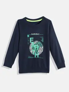 Allen Solly Junior Boys Navy Blue & Green Graphic Print Sweatshirt