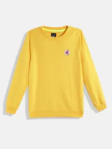 Allen Solly Junior Boys Yellow Solid Sweatshirt