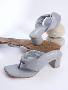 Cogner Grey Party Block Sandals with Bows