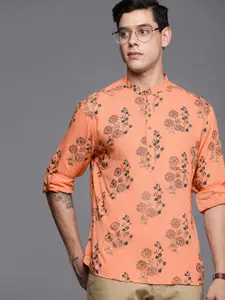 Indo Era Men Coral Floral Printed Kurta