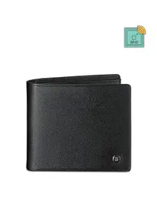 Lapis Bard Men Black Embroidered Leather Two Fold Wallet