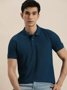 ether Men Teal Blue Polo Collar T-shirt