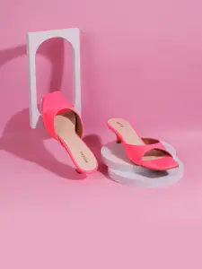 Mochi Pink Kitten Sandals with Bows