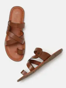 GABICCI Men Tan Leather Comfort Sandals