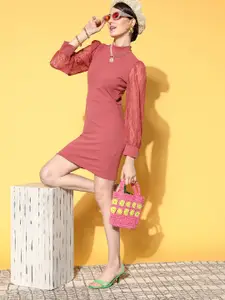 plusS Women Rose Solid Roman Column Dress