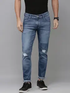 BEAT LONDON by PEPE JEANS Men Tapered Fit Low-Rise Mildly Distressed Stretchable Jeans