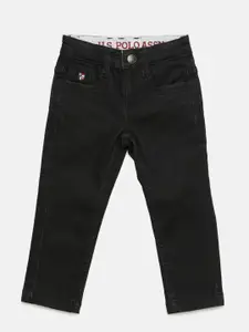 U.S. Polo Assn. Kids Boys Black Regular Fit Mid-Rise Clean Look Jeans