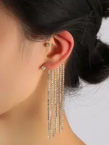 OOMPH Silver-Toned Contemporary Drop Earrings