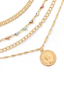 OOMPH Gold-Toned & Blue Layered Necklace