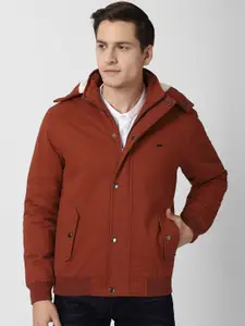 Peter England Casuals Men Orange Bomber Jacket
