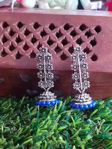 RICH AND FAMOUS Blue Contemporary Jhumkas Earrings