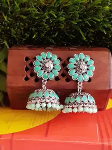 RICH AND FAMOUS Green Contemporary Jhumkas Earrings