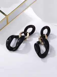 Unwind by Yellow Chimes Black Bold Link Chain Design Dangler Earring
