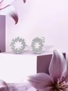 ANAYRA White Circular Studs Earrings