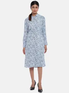 Annabelle by Pantaloons Blue Floral Formal Shirt Dress