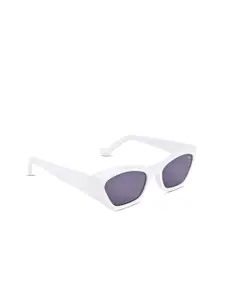 Voyage Women Black Lens & White Oval Sunglasses with UV Protected Lens