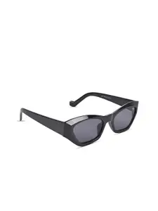 Voyage Women Black Lens & Black Oval Sunglasses with UV Protected Lens