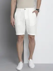 Nautica Men White Slim Fit Linen Cotton Shorts