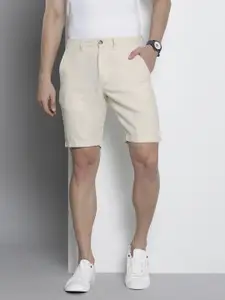 Nautica Men Beige Self Design Slim Fit Cotton Linen Regular Shorts