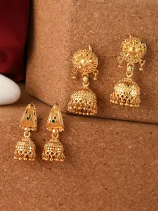 Silvermerc Designs Gold-Toned Dome Shaped Jhumkas Earrings