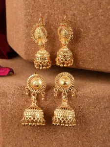 Silvermerc Designs Gold-Toned Dome Shaped Jhumkas Earrings
