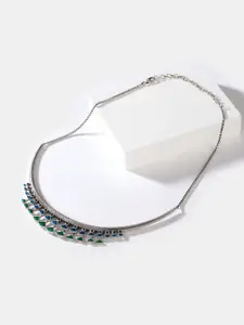 SHAYA Silver-Toned & Green Sterling Silver Necklace