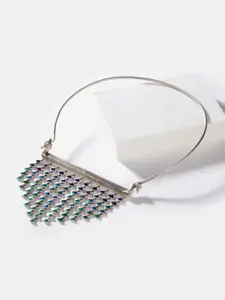 SHAYA Silver-Toned & Green Sterling Silver Necklace