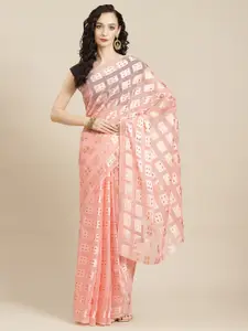 Ishin Pink & Black Embellished Georgette Saree with Sequined Blouse