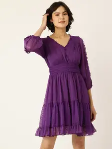 Antheaa Purple Chiffon Dress