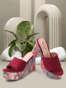 Longwalk Red Printed Suede Wedge Pumps with Bows