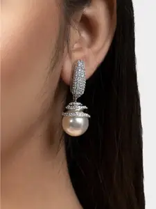 AURAA TRENDS White Contemporary Jhumkas Earrings