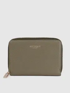 Accessorize Women Olive Green Faux Leather Mid Sized Zip Around Wallet