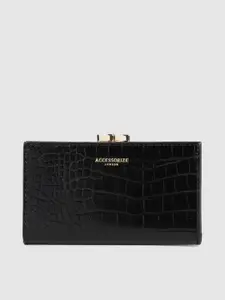 Accessorize Women Black Animal Textured Two Fold Wallet