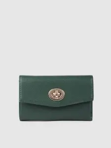 Accessorize Women Green Solid Three Fold Wallet