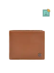 Eske Men Brown Textured Leather Two Fold Wallet