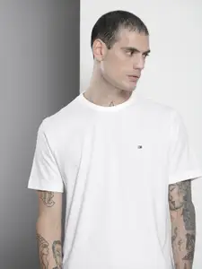 Tommy Hilfiger Men White Solid Pure Cotton Anti Odour T-shirt