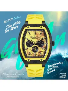 Alexandre Christie Women Yellow Printed Dial & Yellow Straps Analogue Watch 2971BFRIPYL