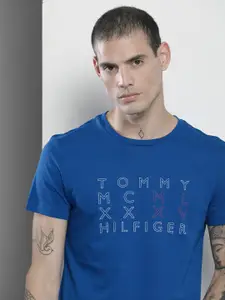 Tommy Hilfiger Men Blue Typography Slim Fit T-shirt