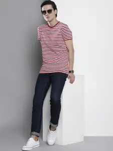 Tommy Hilfiger Men Red & White Slim Fit T-shirt