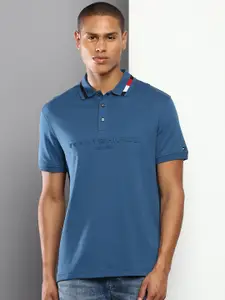 Tommy Hilfiger Men Solid Polo Collar T-shirt With Embossed Detail