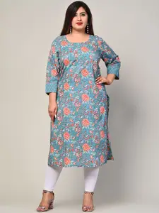 Swasti Women Green Floral Printed Thread Work Floral Kurta