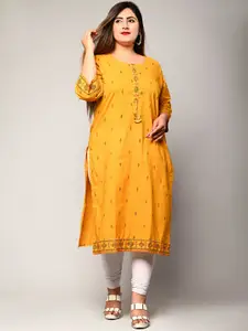 Swasti Women Yellow Quirky Embroidered Floral Kurta