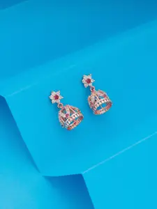 GIVA 925 Sterling Silver Rose Gold Plated Embellished Jhumki