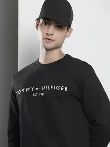 Tommy Hilfiger Men Black Embroidered Sweatshirt