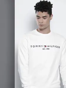 Tommy Hilfiger Men White Embroidered Sweatshirt