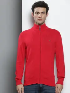 Tommy Hilfiger Men Red Solid Cotton Sweatshirt