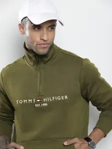 Tommy Hilfiger Men Olive Green Brand Logo Embroidery Sweatshirt