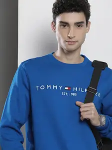 Tommy Hilfiger Men Blue Embroidered Sweatshirt