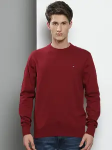 Tommy Hilfiger Men Red Round Neck Knitted Pullover